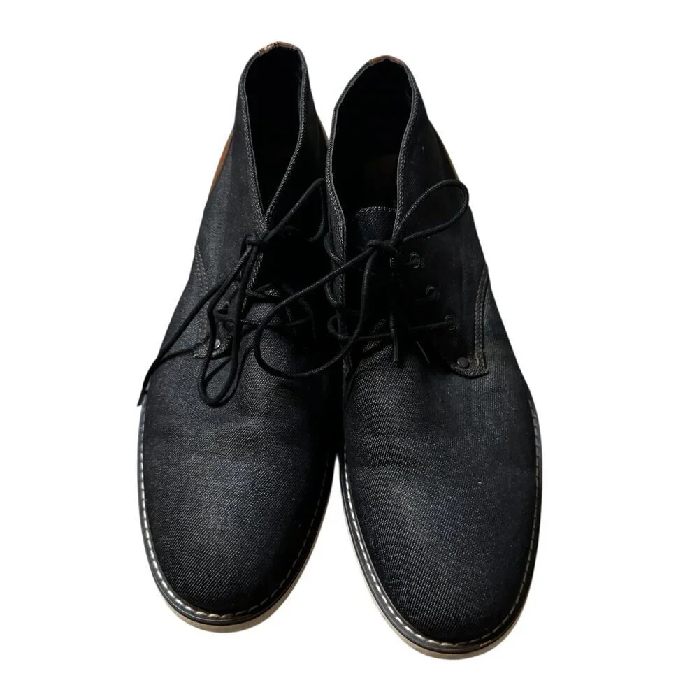 Steve Madden BTEMPLER Chukka Boots Mens 11 Navy Canvas Leather Casual Lace Up